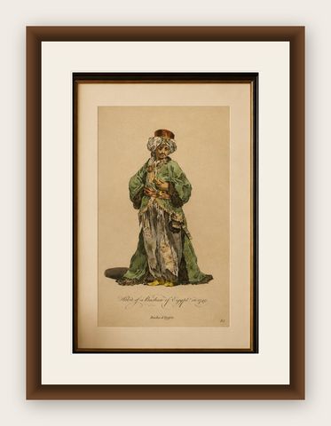 Habit of a Bashaw of Egypt, Elegant Ottoman Costume Engraving, 1749, shown framed