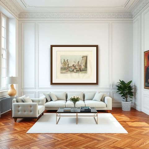 Indigenous People of Formosa (Taiwan), Ferrario Costume Print, c.1815, shown framed in a room