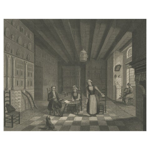 Antique Engraving of a Residence in Hindelopen, Friesland, The Netherlands, 1848