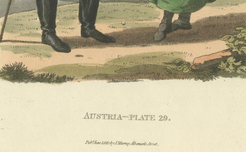 Austrian Folk Couple: Elegant Regency Costume from 1808, close-up 2