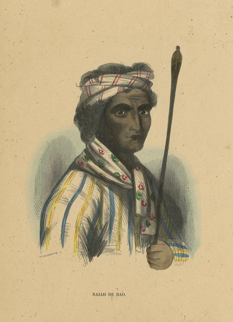 Antique Costume Print of a Dao Rajah by Wahlen, 1843, view 3