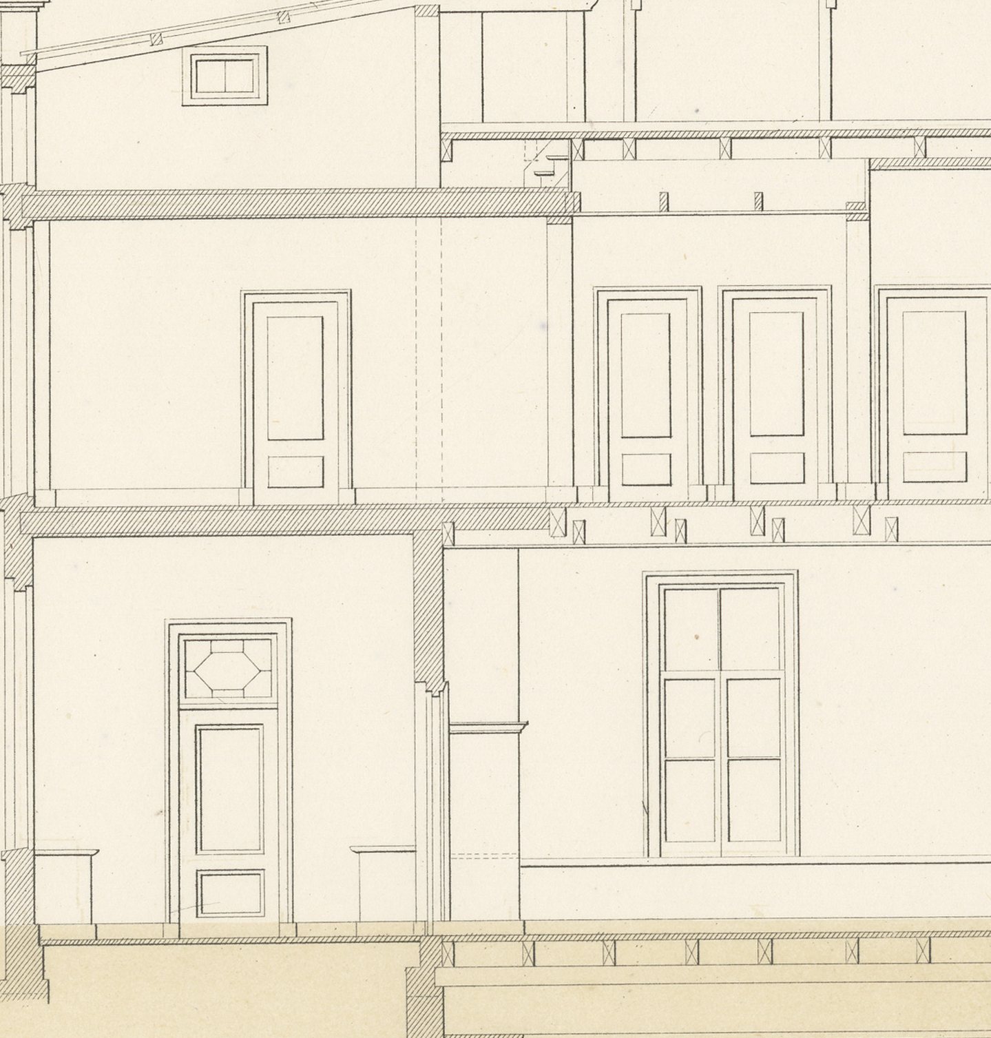 Meppel Country House, Sections, Dutch Architecture Print, Leliman, 1865-1866, view 4
