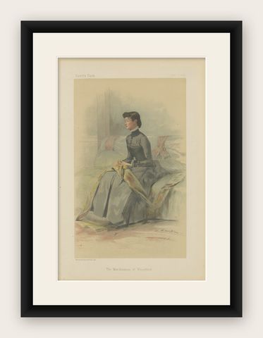 Elegant Victorian Lady Portrait, Vanity Fair Marchioness of Waterford 1883, shown framed