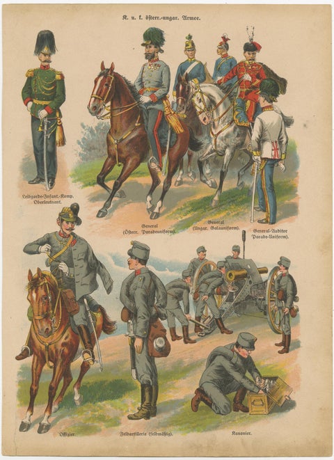 Set of 10 Antique Military Costume Prints, view 6