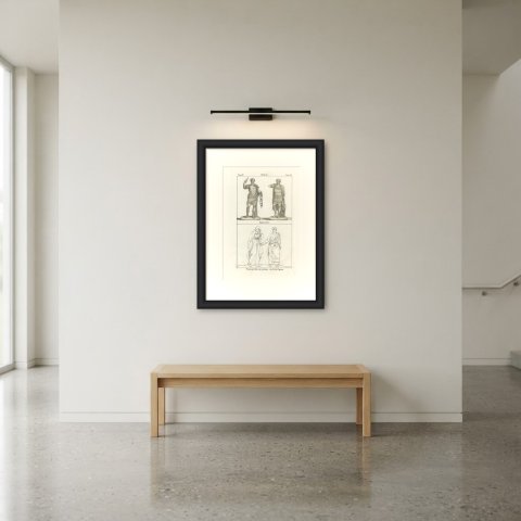 Roman Emperor Statues and the Prefect Probus with His Wife, Lithograph, 1842, shown framed in a room
