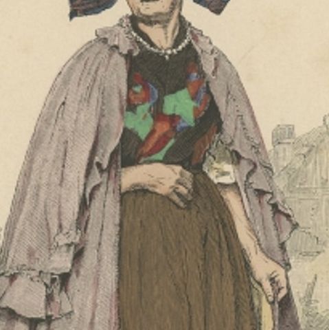 Antique Costume Print of a Farmer's Wife from the Region of Thuringia, c.1880, close-up 2