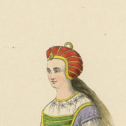Renaissance Refinement: An English Lady in 'Costume du Moyen Âge, 1847, close-up 5