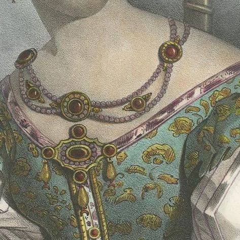 Antique Costume Print of Asia by Lemercier, circa 1840, close-up 2