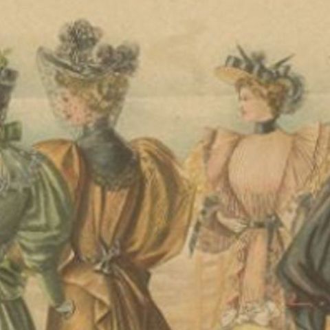 German Antique Fashion Print of Women, Published in 1894, close-up 1