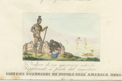 Antique Print of Warrior Costumes and Scenes of North America, '1845', view 4