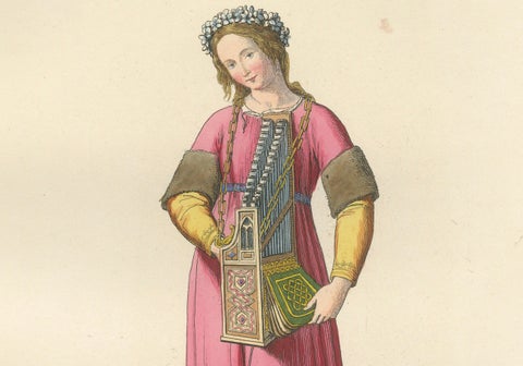 Servant, Dominican Nun and Young Lady in Traditional Italian Dress - 1845 Print, close-up 1