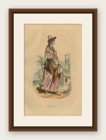 Jeune Fille Arabe in Traditional Attire from Wahlen's 1844 Lithographs, shown framed