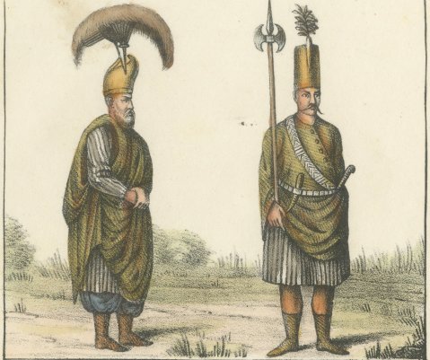 Officer of the Guards, Guard, Mute and Palace Guard, Lithograph, 1842, close-up 1