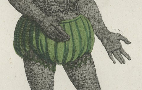 Antique Costume Print of Tattooed Man from Byron Island, 1854, close-up 2