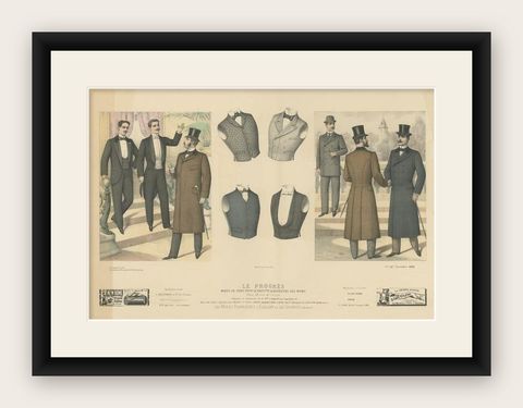 Original Antique Fashion Print for Men, Published in November, 1898, shown framed
