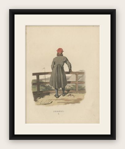 Antique Costume Print of Järvsö in Sweden by Sandberg, circa 1864, shown framed
