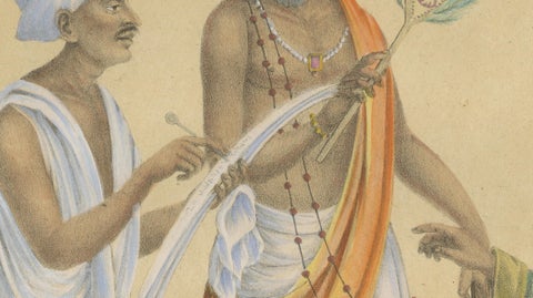 Indian Merchants & Noblemen, Brodtmann Hand-Colored Lithograph, 1816, close-up 2