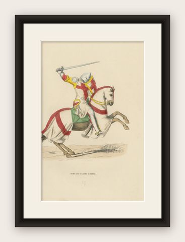 Templar Knight in Battle Attire, Costume Di Moyen Age, 1847, shown framed