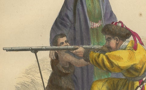Tartar Family in Traditional Dress: 19th Century Ethnographic Illustration, close-up 3