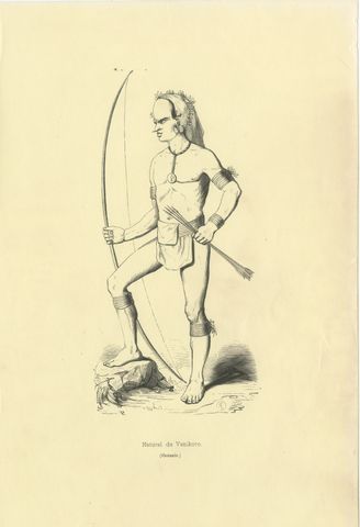 Native of Vanikoro, Antique Wahlen Costume Print, 1843-1844