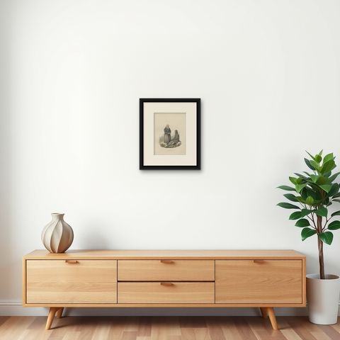 Antique Costume Print of Älvdale, Dalarna, Sweden, c.1864, shown framed on a wall