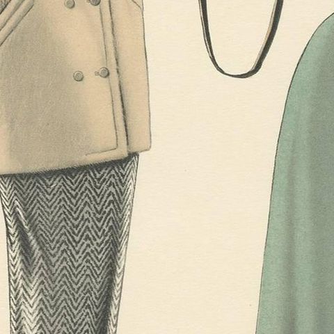 Vintage Fashion Print ‘Pl. 16508’ published in Le Tailleur Moderne, 1954, close-up 2