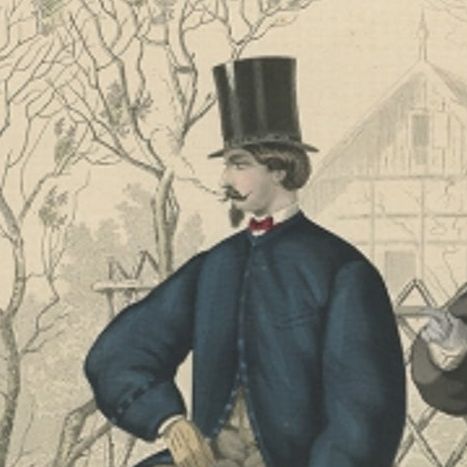 Antique Fashion Print April, 1865, close-up 1