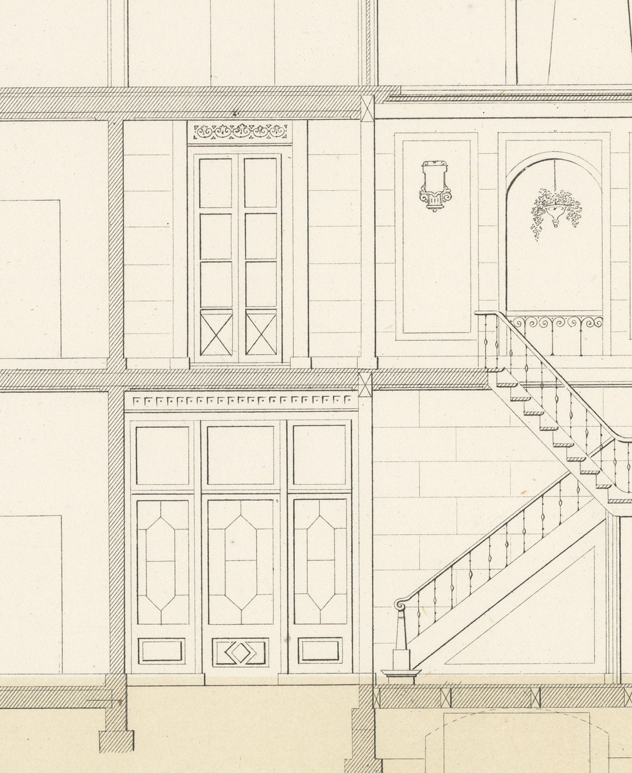Meppel Country House, Sections, Dutch Architecture Print, Leliman, 1865-1866, view 3