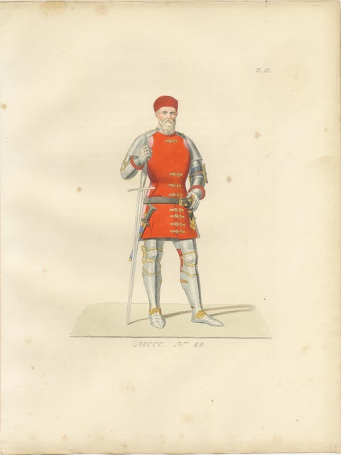 Medieval Courtly Costumes and Figures, Complete Set of 10 Hand-Colored, 1845, view 5