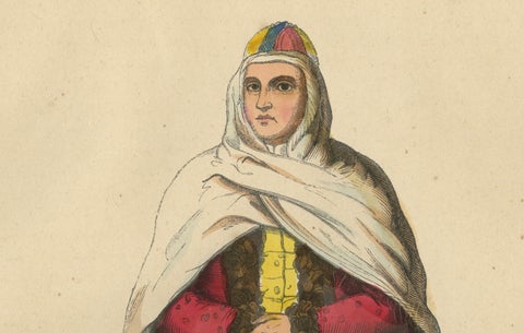 Elegant Tartar Woman from Tomek: 19th-Century Hand-Colored Portrait, close-up 2