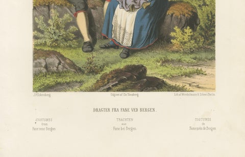 Norwegian Folk Costumes from Fane near Bergen, Tonsberg Edition, 1860s, close-up 1