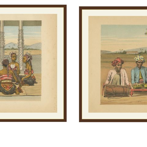 Antique Javanese Costume & Dance Prints, Bedajas and Ronggeng, c.1860, close-up 1