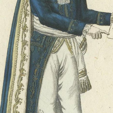 Antique Costume Print of a French Legislator, circa 1810, close-up 2