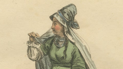 Tartar Princess Costume Study, Elegant Hand-Colored Engraving, 1749, close-up 2
