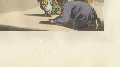 Chinese Peking Opera Scene, Ferrario Costume Print, Hand-Colored c.1815, close-up 4