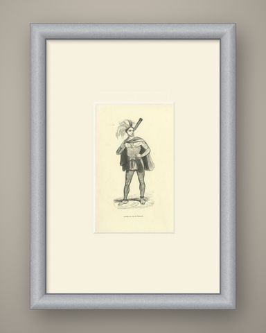 Native of Massacre Island, Antique Wahlen Costume Print, 1843-1844, shown framed