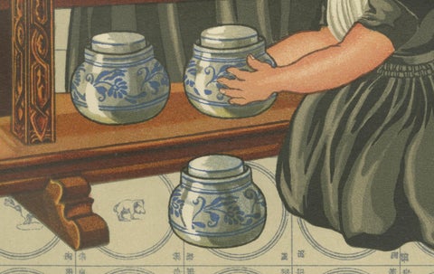 Walcheren Town Dress: Middelburg-Ambacht Women at a Cheese Press, 1932, close-up 1