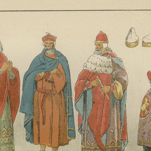 Venice 16th-Century Costumes, Doge and Nobility, Antique Wasmuth Plate (c.1880), close-up 4