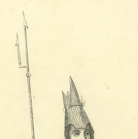 Native of the Island of Rotti, Antique Wahlen Costume Print, 1843-1844, close-up 2