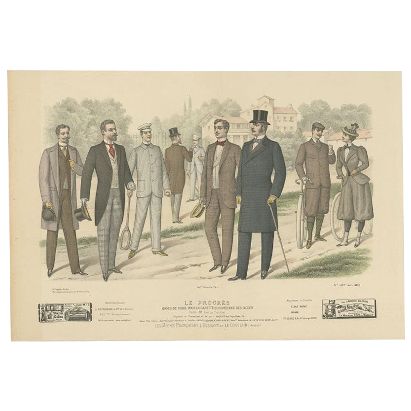 Original Antique Fashion Print, Published in June, 1898