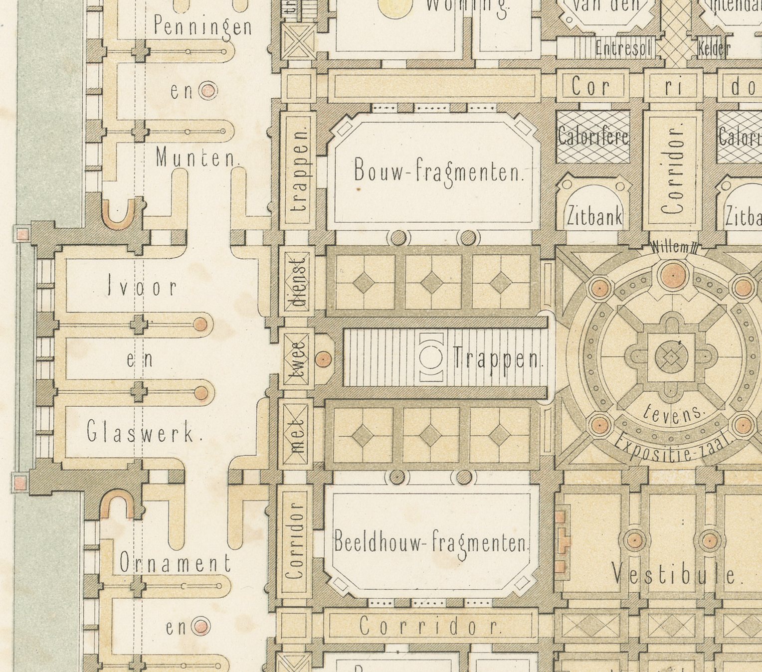 Museum King Willem III, Plans, Dutch Architecture Print, Leliman, 1865-1866, view 4