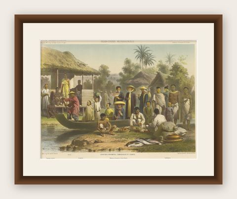 Costumes of Vietnam, Cambodia & Siam, Annamite, Cambodian & Siamese Dress c.187, shown framed