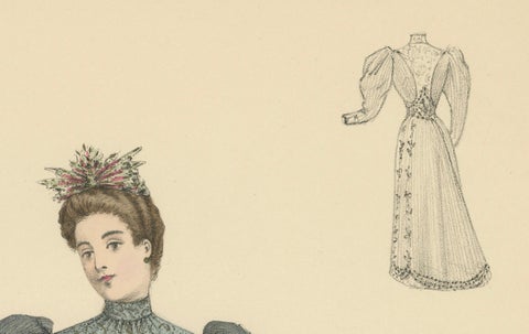 Timeless Elegance: Victorian Fashion Litho by Michau from the Expo Universelle, close-up 3