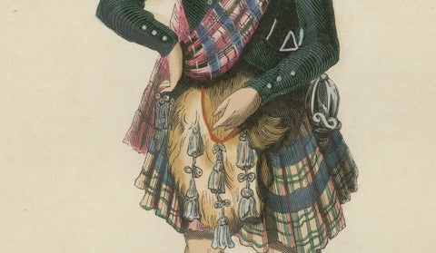 Scottish Highland Clan Chief - Antique Costume Lithograph, c.1852, close-up 3