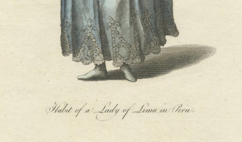 Original Antique Costume Print "Habit of a Lady of Lima in Peru", 1779, close-up 5