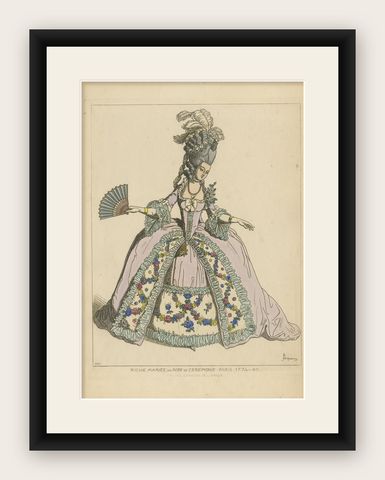 Antique Print of a Rich Bride in Formal Dress by Jacquemin, 'c.1870', shown framed