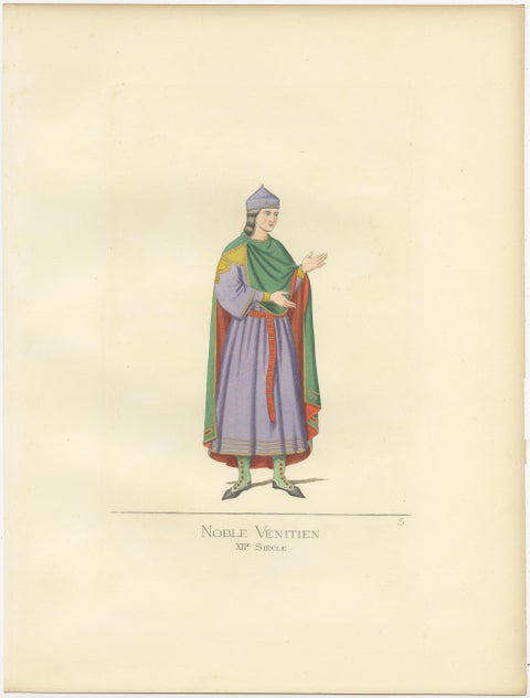 Antique Prints Set of 2, Venetian Nobleman and Noblewoman, 1860, view 2