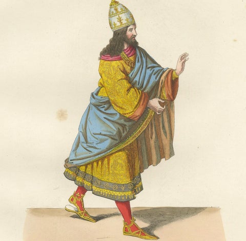 15th Century Costumes, Antique Print of Noble Figures, Published 1845, close-up 6