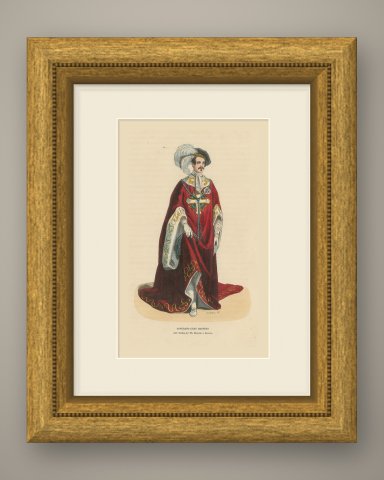Sovereign Grand Master of Saints Maurice and Lazarus, Costume Plate, 1844, shown framed