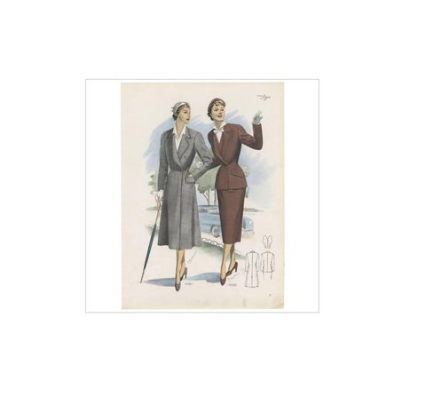 Vintage Fashion Print Published in Ladies Styles, 1951, view 2